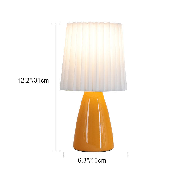Lampe de table à 1 lumière avec base en céramique plissée en tissu de simplicité contemporaine pour salon 