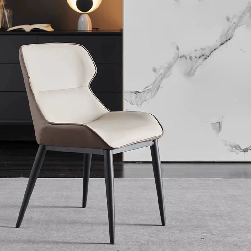 Dossier de chaise de salle à manger rembourré en cuir microfibre de luxe contemporain pour salle à manger 