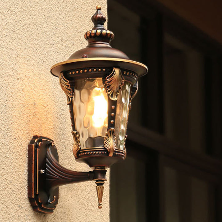 Traditionelle europäische Zylinder-Viereck-Aluminiumglas-Wandleuchte mit 1 Licht für die Außenterrasse 