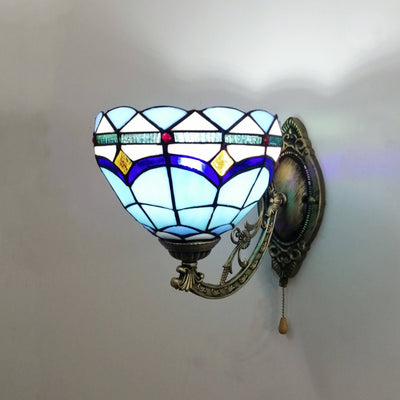 Tiffany Creative Resin Glass Flower Shape 1-Light Wall Sconce Lamp