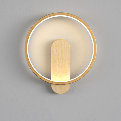 Moderne minimalistische runde ovale Holzmaserung Eisen LED Wandleuchte Lampe für Wohnzimmer 