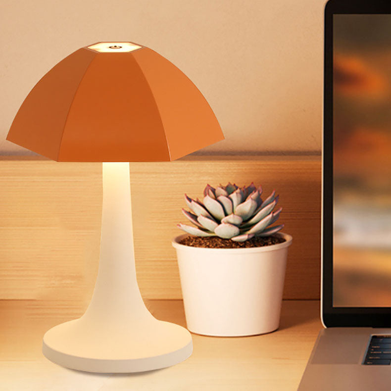 Contemporary Creative Iron Mushroom PVA LED USB Charging Table Lamp For Bedroom
