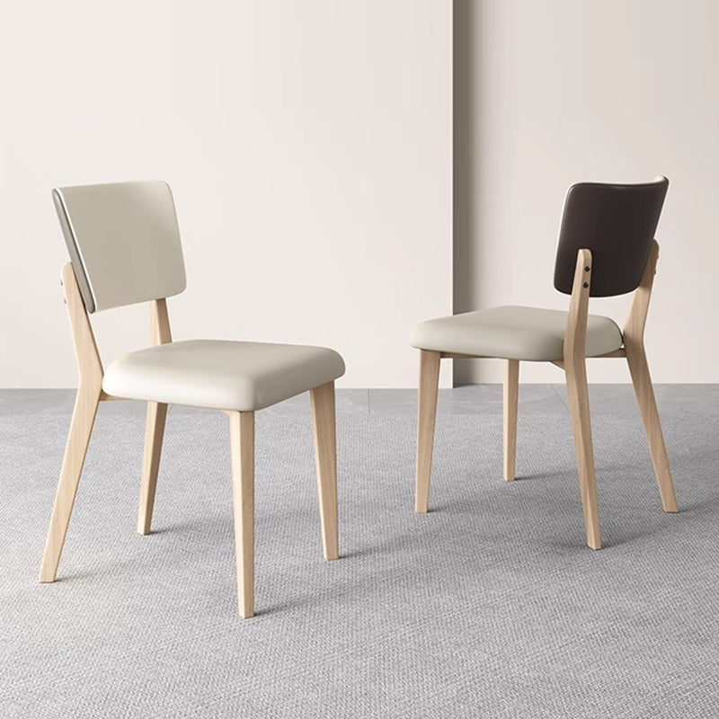 Contemporary Nordic Square PU Leather Ash Wood Frame Dining Chair Backrest For Dining Room