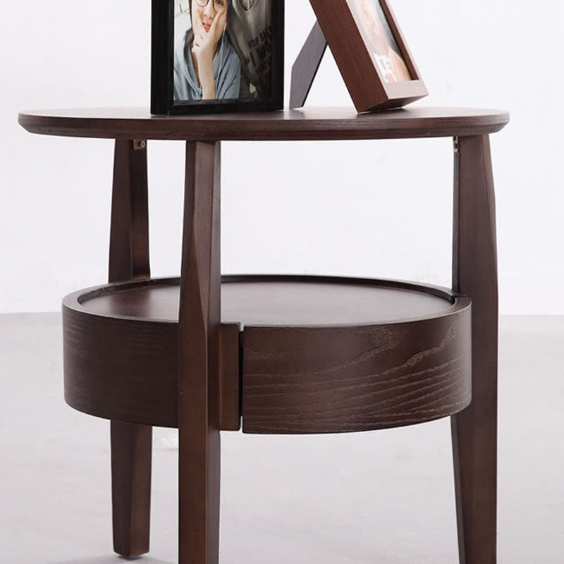 Table basse ronde en bois minimaliste moderne double pour salon 
