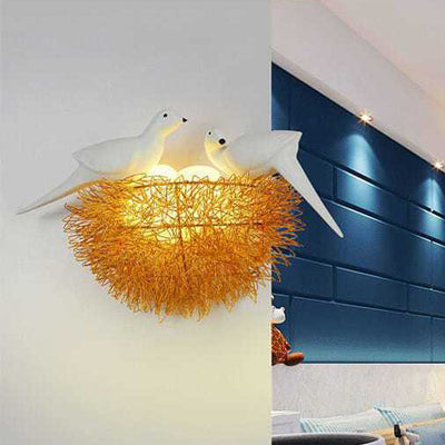 Contemporary Creative Aluminum Bird's Nest 3/5-Light Wall Sconce Lamp For Living Room