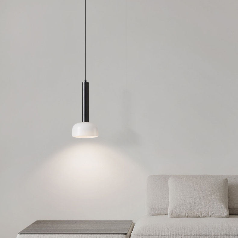 Moderne minimalistische Kupferrahmen-Glas-Pendelleuchte mit rundem Schirm für das Wohnzimmer 
