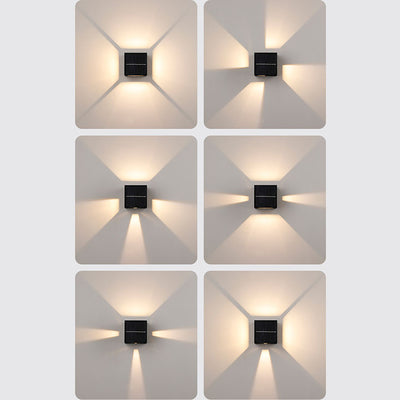 Applique murale LED en aluminium à rayures carrées solaires modernes et minimalistes pour jardin 