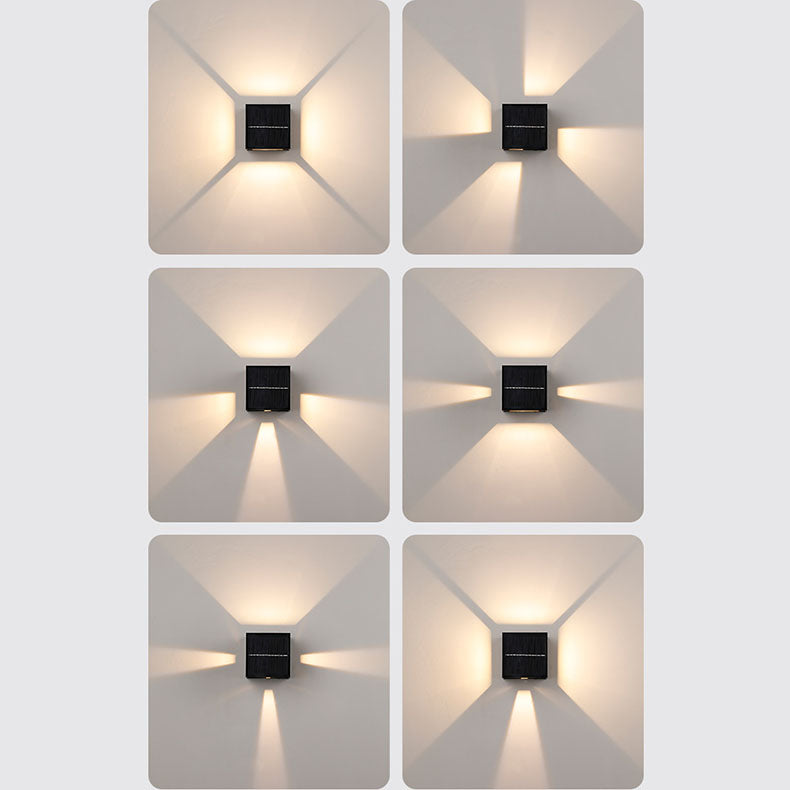 Applique murale LED en aluminium à rayures carrées solaires modernes et minimalistes pour jardin 