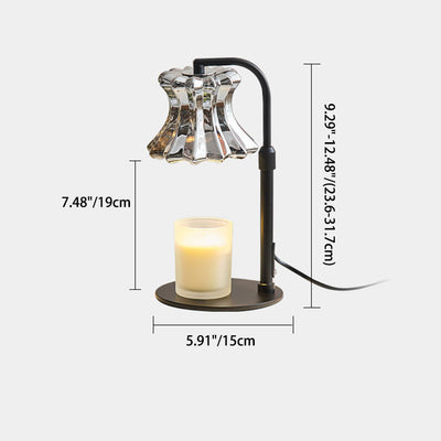 Moderne minimalistische florale Tischlampe mit rundem Sockel aus Eisenglas mit 1 Licht für die Aromatherapie mit schmelzendem Wachs für Schlafzimmer 