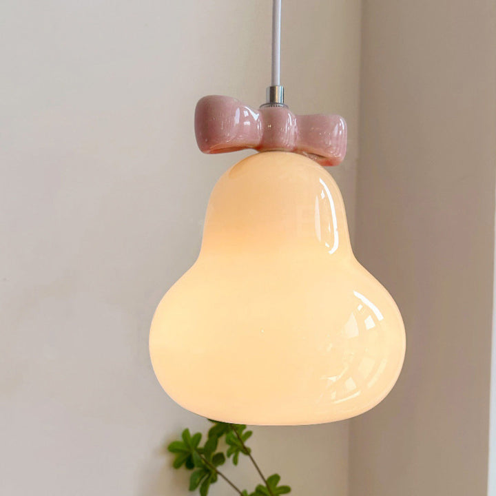 Moderne Art déco Bow Bells Fer Céramique Verre Suspension 1 Lumière Pour Salon 