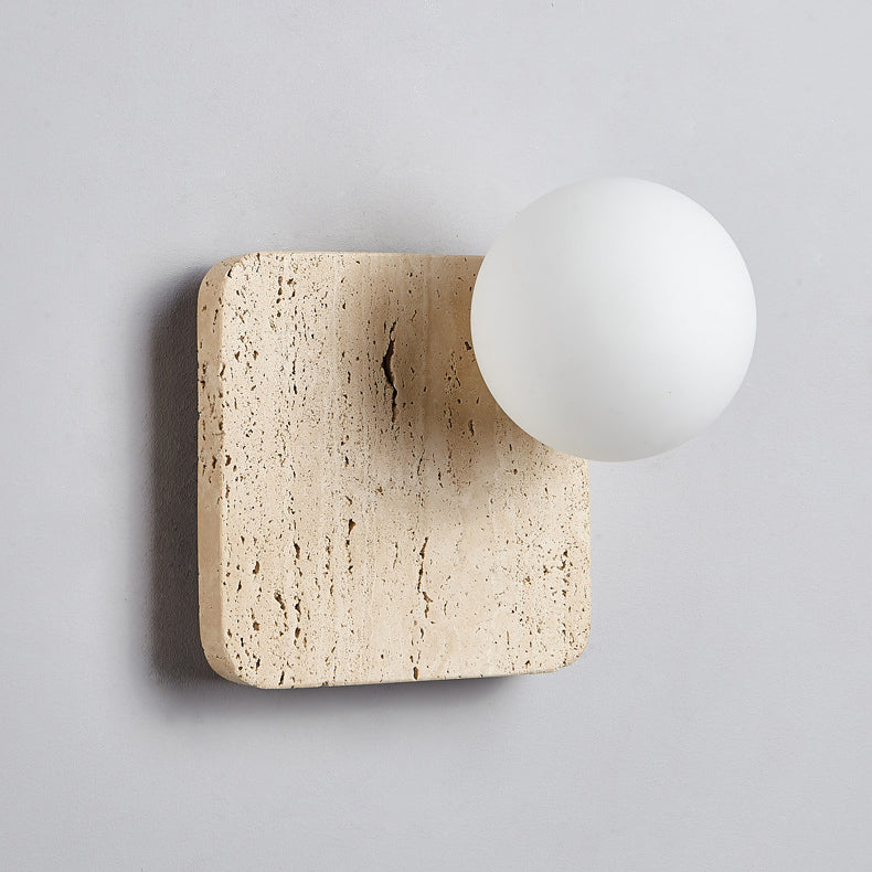Applique murale moderne minimaliste en pierre carrée avec verre et 1 lumière pour chambre 