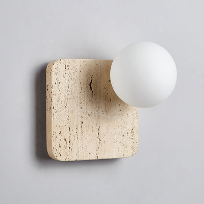 Lámpara de Aplique de Pared de Vidrio de Piedra Cuadrada Minimalista Moderna de 1 Luz para Dormitorio 