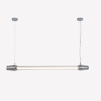 Zeitgenössischer Industrieller Streifen Aluminium Acryl LED Insel Licht Kronleuchter Für Esszimmer 