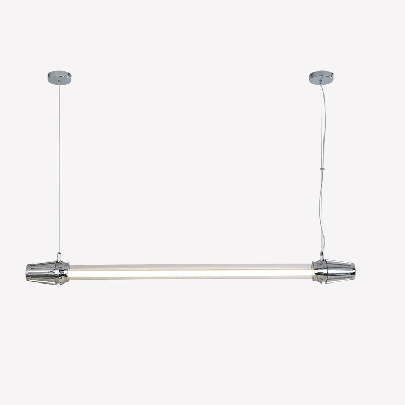 Zeitgenössischer Industrieller Streifen Aluminium Acryl LED Insel Licht Kronleuchter Für Esszimmer 