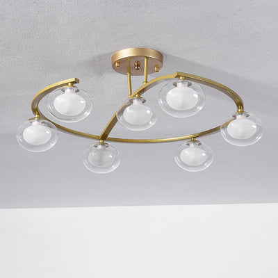 Zeitgenössischer Luxus-Hardware-Rahmen Glaskugelschirm 7-Licht Kronleuchter für Schlafzimmer 