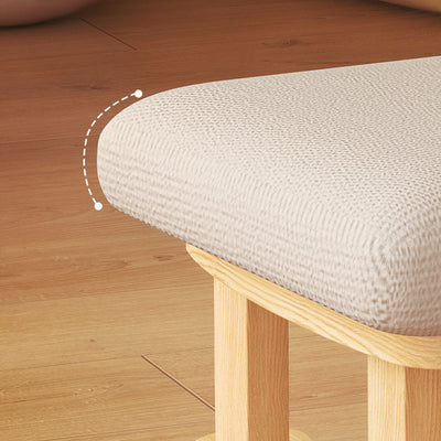 Taburete Bajo Rectangular de Tela y Madera Minimalista Moderno para Sala de Estar 