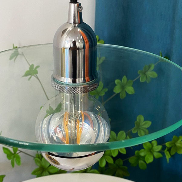 Suspension Luminaire Moderne de Style Mi-Siècle en Verre et Fer avec un Disque Rond à 1 Lumière pour Salon 