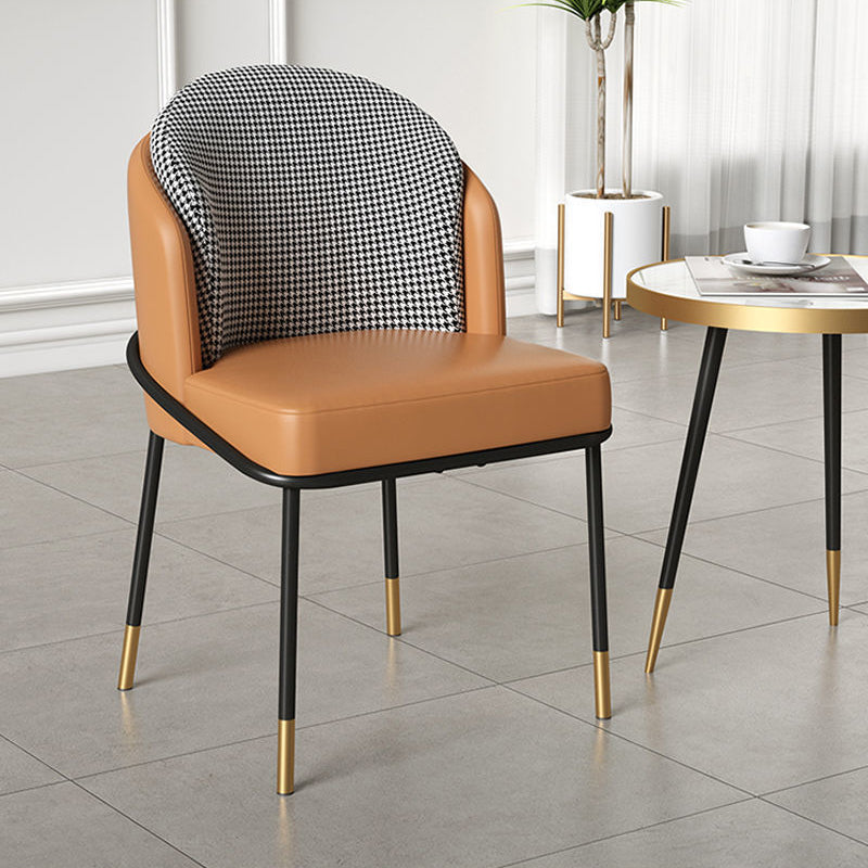 Contemporary Nordic PU Leather Fabric Iron Sponge Square Wraparound Dining Chair Backrest For Living Room