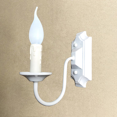Traditional Rustic Iron Candlestick Holder 1-Light Wall Sconce Lamp For Hallway
