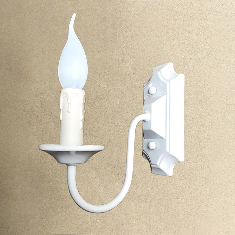 Traditional Rustic Iron Candlestick Holder 1-Light Wall Sconce Lamp For Hallway
