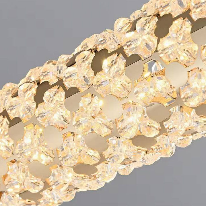 Light Luxury Crystal Beads Plated Cylindrical LED Wall Sconce Lamp
