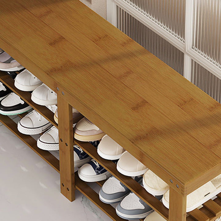 Moderner minimalistischer rechteckiger Heather Bambus Schuhschrank mit 2 Regalen für Eingangsbereiche 