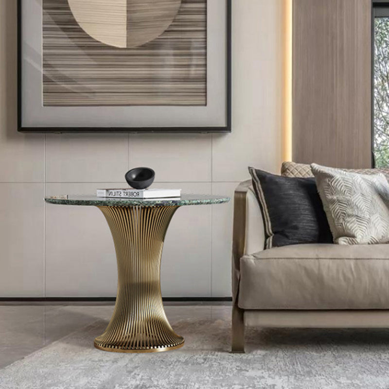Ensemble de tables basses rondes contemporaines en marbre et acier inoxydable pour salon 
