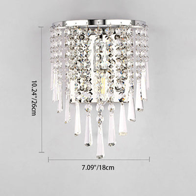 Moderne Luxus Halb Runde Achteckige Perlen Edelstahl Kristall 1-Licht Wand Leuchte Lampe Für Wohnzimmer 