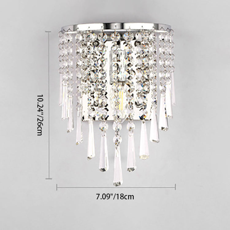 Moderne Luxus Halb Runde Achteckige Perlen Edelstahl Kristall 1-Licht Wand Leuchte Lampe Für Wohnzimmer 