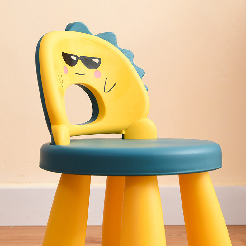 Tabouret rond en plastique pour enfants créatif contemporain avec dossier en forme de dinosaure pour le salon 