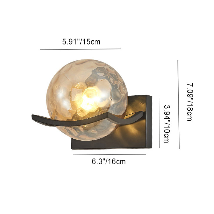 Moderne Einfachheit Eisen Wasser Muster Glas Ball Schatten 1-Licht Wand Leuchte Lampe Für Schlafzimmer 