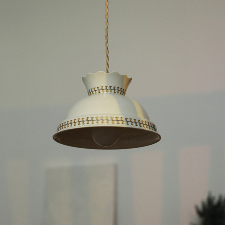 Lámpara colgante de 1 luz con forma de cuenco de cerámica impresa en latón japonés tradicional para sala de estar 