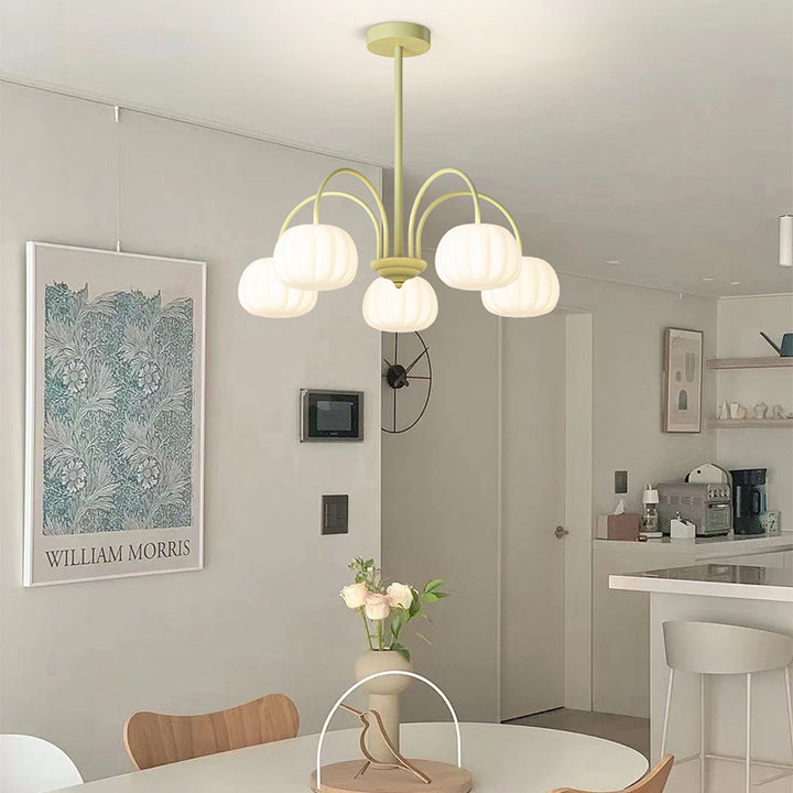 Tige courbée branche créative contemporaine citrouille PE fer lustre 5/6/8 lumières pour salon 