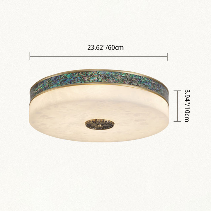 Plafonnier LED Rond en Cuivre et Marbre Moderne Transitionnel pour Chambre 