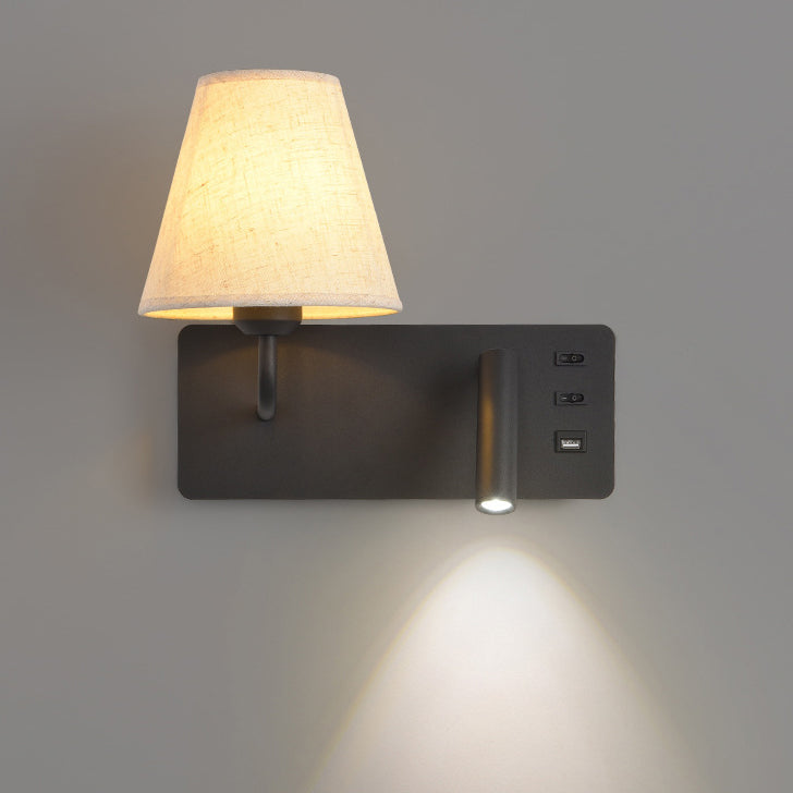 Moderne Einfachheit Eisen Aluminium Stoff Kegel 1-Licht Wandleuchte Lampe für Schlafzimmer 