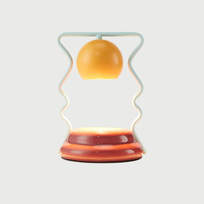 Lámpara de mesa de cera derretida de 1 luz con base de cerámica en forma de casa de hongo de hierro creativo contemporáneo para dormitorio 