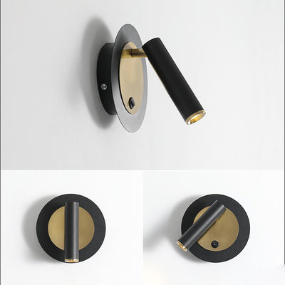 Lámpara Aplique de Pared LED de Metal Cilíndrico Cuadrado Redondo Giratorio Minimalista Moderna para Dormitorio 
