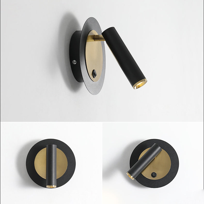 Lámpara Aplique de Pared LED de Metal Cilíndrico Cuadrado Redondo Giratorio Minimalista Moderna para Dormitorio 
