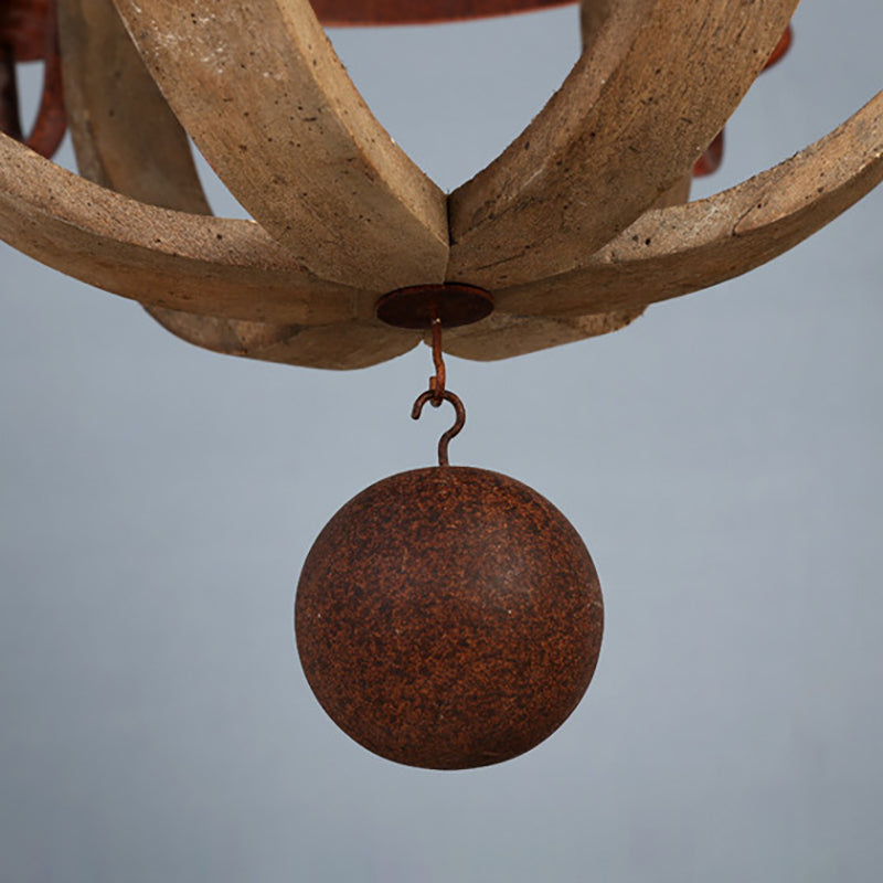 Chandelier Traditionnel Rustique Rond en Bois et Fer avec Bougeoir pour 5/6/8 Lumières pour Salon 