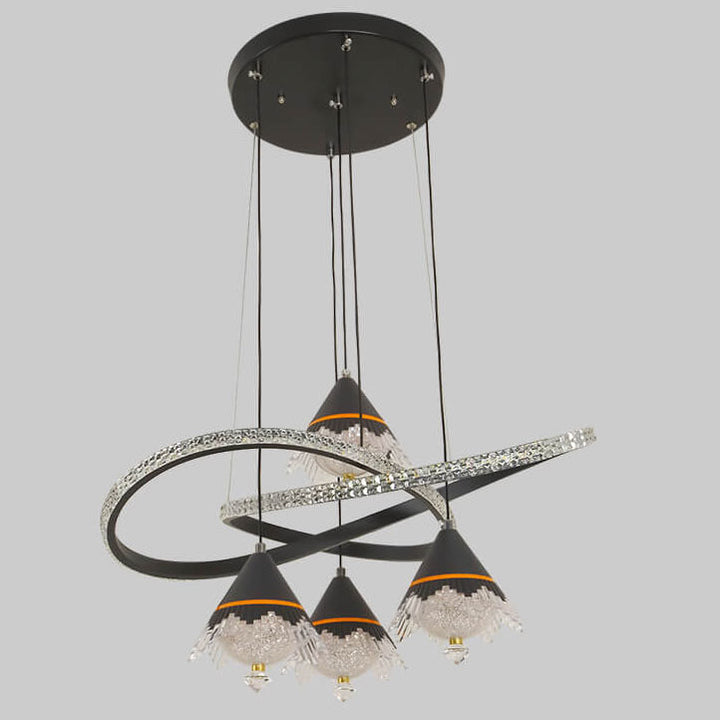 Nordic Creative Aluminum Twisted Conical Acrylic Shade LED Chandelier