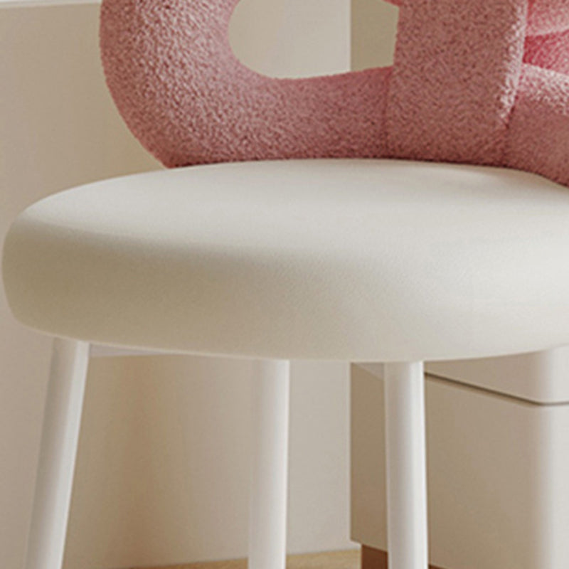 Tabouret de coiffeuse en cuir rond avec nœud papillon Art Déco moderne en fer sans dossier pour chambre 