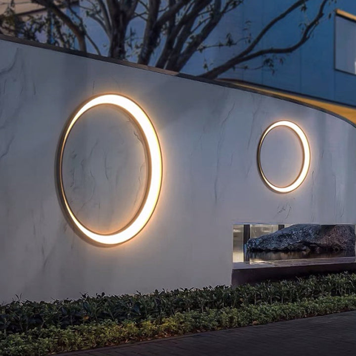 Lámpara de Aplique de Pared LED a Prueba de Agua de PC de Acero Inoxidable en Forma de Círculo Creciente Minimalista Moderna para Patio Exterior 