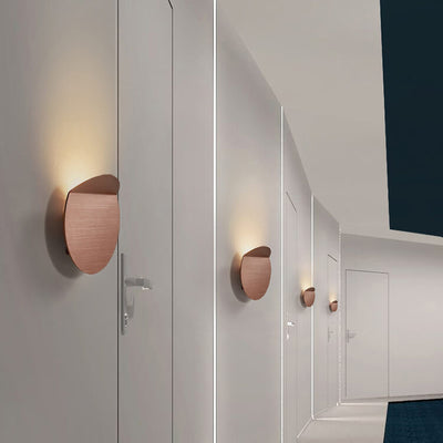 Danish Minimalist Brushed Aluminum Folded Disc LED Wall Sconce Lamp