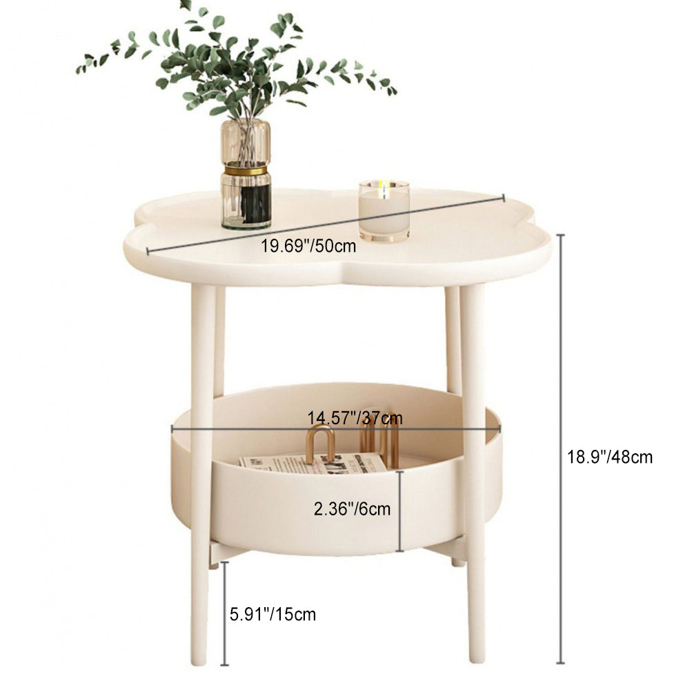 Table de bout rond à trèfle à quatre feuilles en PP moderne et simplicité à 2 niveaux pour salon 
