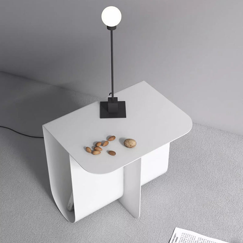 Mesa Auxiliar Moderna Minimalista Redonda Rectangular en Forma de T de Hierro y Acero Inoxidable con 1 Almacenamiento para Dormitorio 