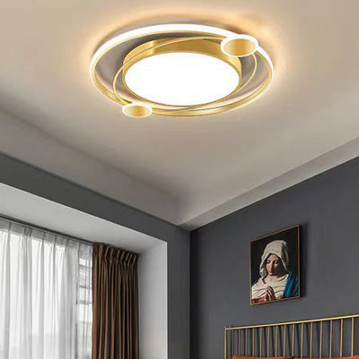 Plafonnier LED rond en fer acrylique de simplicité moderne pour chambre à coucher 