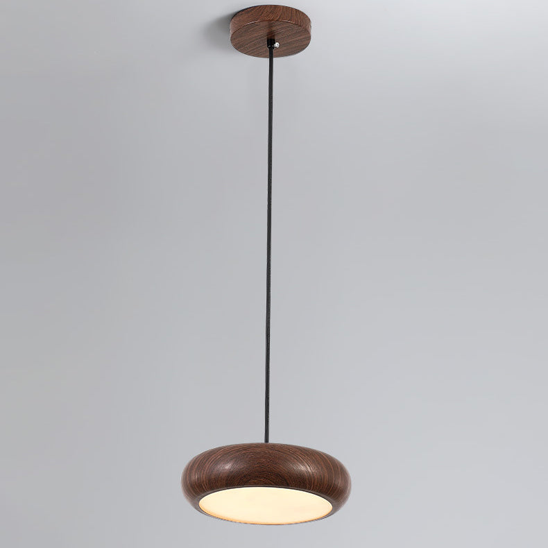 Moderne minimalistische runde Eisen Wasser gedreht Holzmaserung Acryl LED Pendelleuchte für Wohnzimmer 