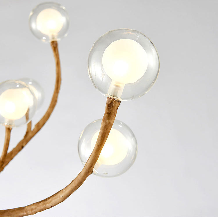 Contemporary Creative Ball-in-Ball Tree Branch Hardware Glass 8/12/16/20-Light Chandelier For Living Room