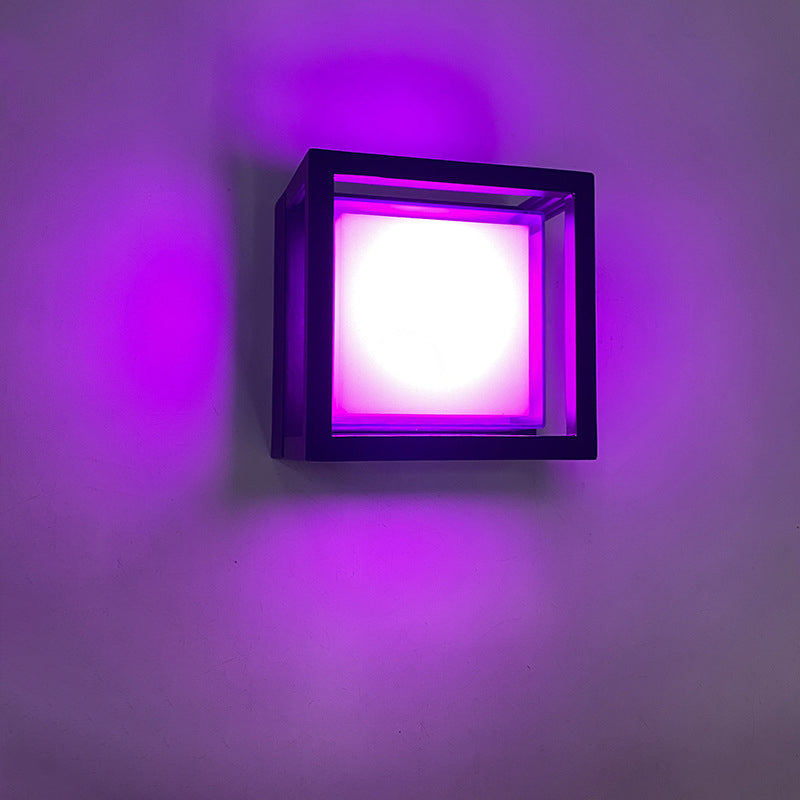 Applique murale moderne minimaliste étanche en aluminium carré acrylique LED pour jardin 