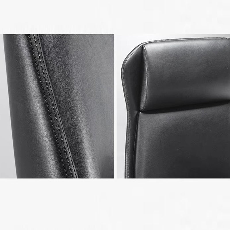 Moderner minimalistischer rechteckiger Hochlehner aus Leder mit Kohlenstoffstahl für das Home Office 